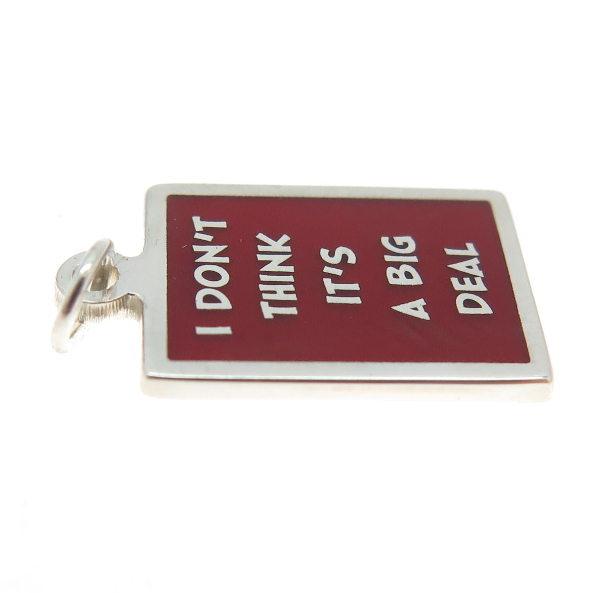 925 Sterling Silver Enamel "I Don't Think It's A Big Deal" Minimalist Pendant