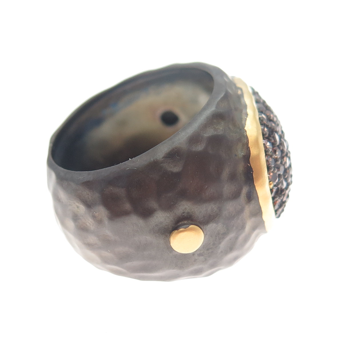 925 Sterling Silver 2-Tone Round-Cut Cognac-Color C Z Ring Size 7.25