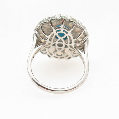 D'Joy 925 Sterling Silver Real Turquoise Opal & White Topaz Ring Size 8