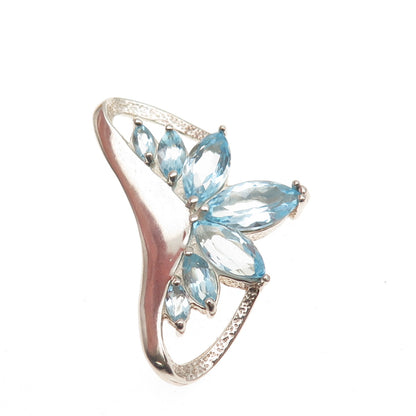 CHATEAU D'ARGENT Sterling Silver Vintage Real Blue Topaz Modernist Slide Pendant