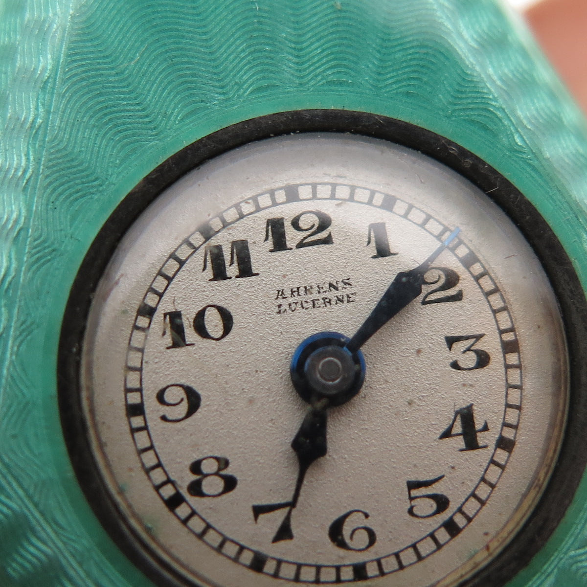 Ahrens Lucerne Sterling Antique Sapphire Marcasite Watch Pin (missing 2 stones)