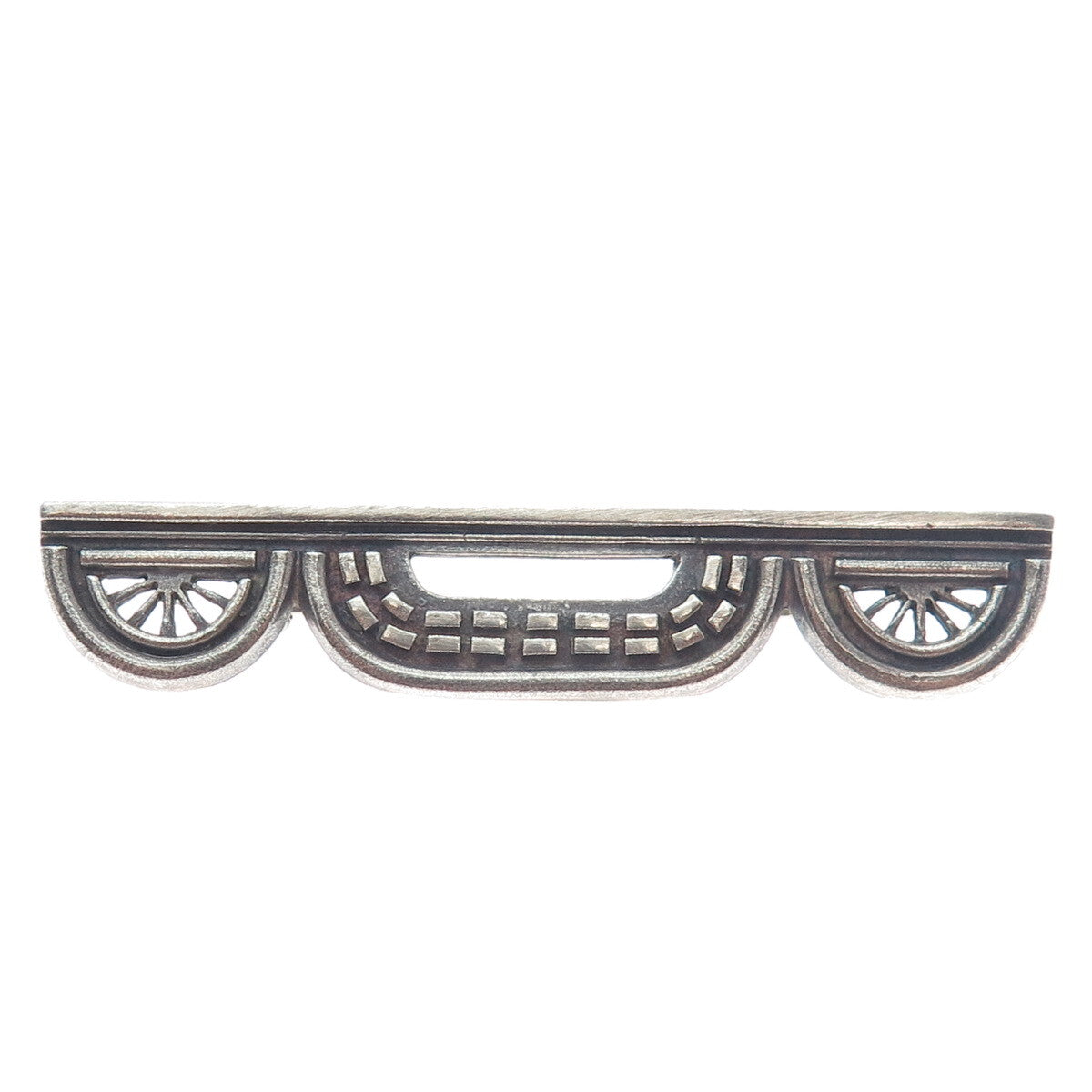 925 Sterling Silver Vintage DRG Modernist Oxidized Pin Brooch