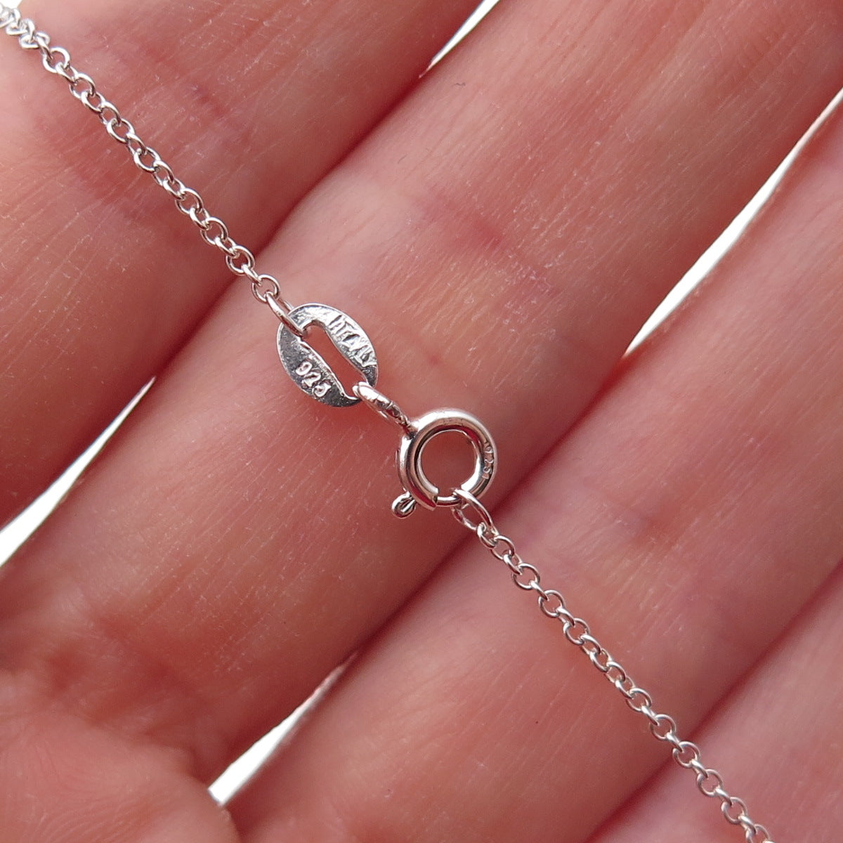 925 Sterling Silver Round-Cut C Z April Birthstone Girl Cable Chain Necklace 18"