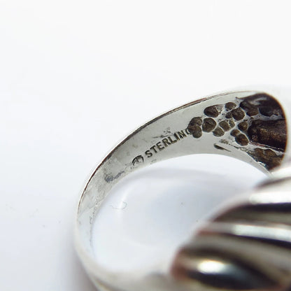 925 Sterling Silver Vintage Ribbed Ring Size 6