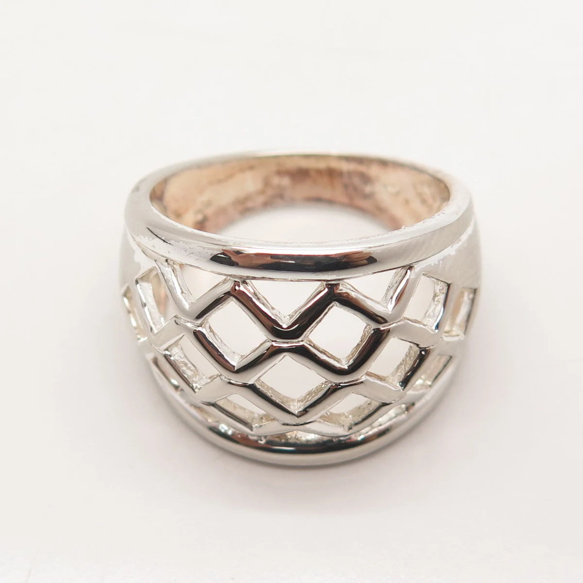 925 Sterling Silver Vintage Cage Ring Size 8.25