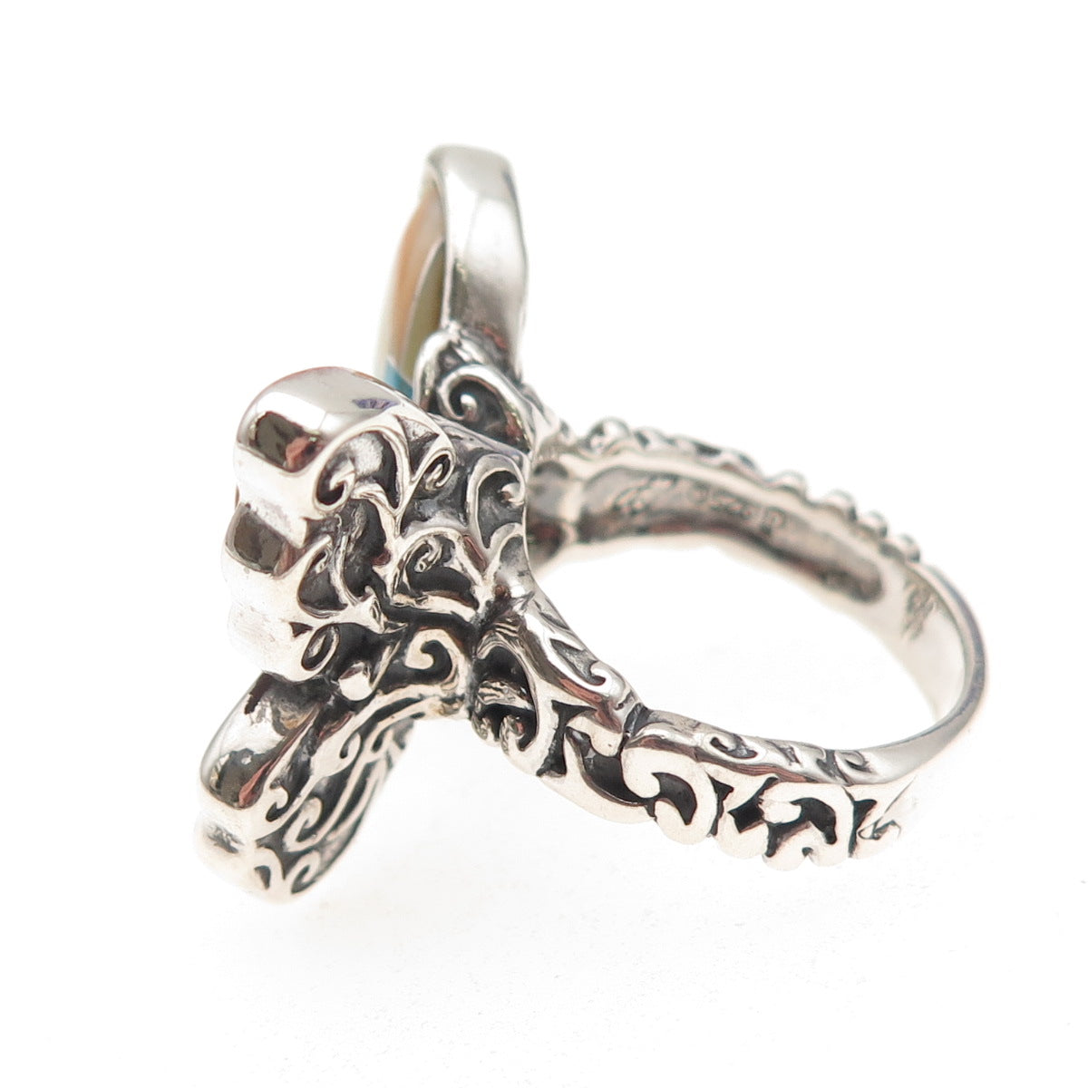 Carolyn Pollack Sterling Silver Vintage Real Multi-Gem Butterfly Ring Size 8.25