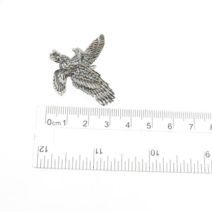 925 Sterling Silver Vintage American Eagle Oxidized Slide Charm Pendant