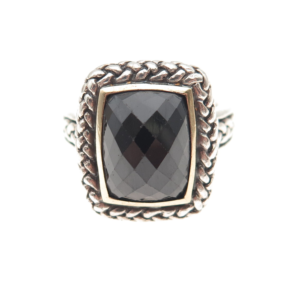 Dasan 925 Sterling Silver 14K Gold Vintage Real Black Onyx Oxidized Ring Size 10