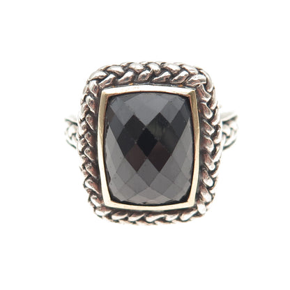Dasan 925 Sterling Silver 14K Gold Vintage Real Black Onyx Oxidized Ring Size 10