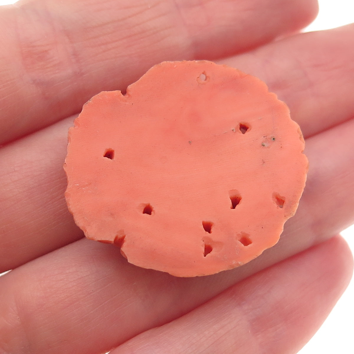 Antique Art Deco Real Peach Coral Carved Floral Cameo