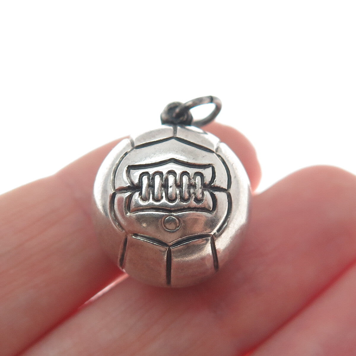 925 Sterling Silver Antique Basketball Ball 3D Charm Pendant