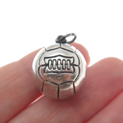 925 Sterling Silver Antique Basketball Ball 3D Charm Pendant