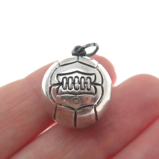 925 Sterling Silver Antique Basketball Ball 3D Charm Pendant