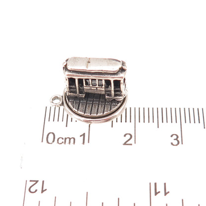 Bell Trading Post 925 Sterling Silver Vintage SF Cable Car Rotating 3D Pendant
