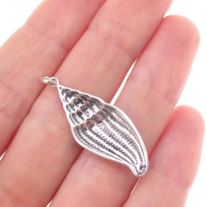 925 Sterling Silver Vintage Seashell Oxidized Charm Pendant