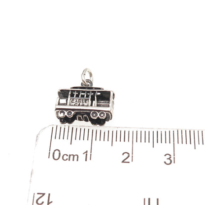925 Sterling Silver Vintage Mexico Cable Car Oxidized 3D Charm Pendant