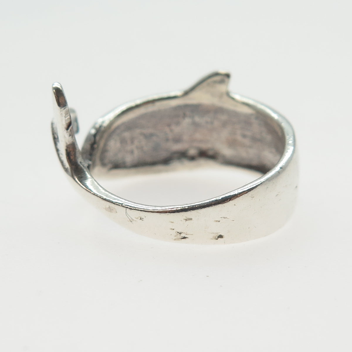 925 Sterling Silver Vintage Dolphin Adjustable Ring Size 8.25