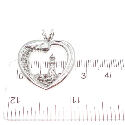 AD ASHTON DRAKE 925 Sterling Silver Real Diamond Beacon Of Hope Heart Pendant