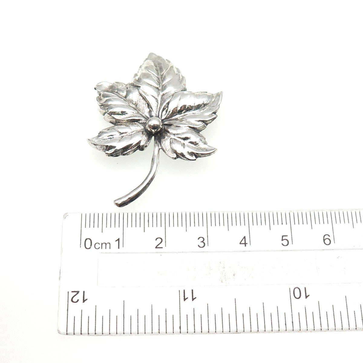 BEAU 925 Sterling Silver Vintage Floral Leaf Oxidized Pin Brooch