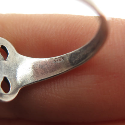 925 Sterling Silver Antique Art Deco Real Serpentine Ornate Ring Size 7