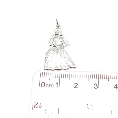 925 Sterling Silver Vintage Bride Charm Pendant