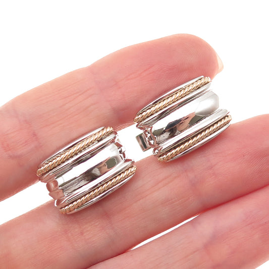 Dolan & Bullock 925 Sterling Silver 14K Gold Vintage Ribbed Cufflinks