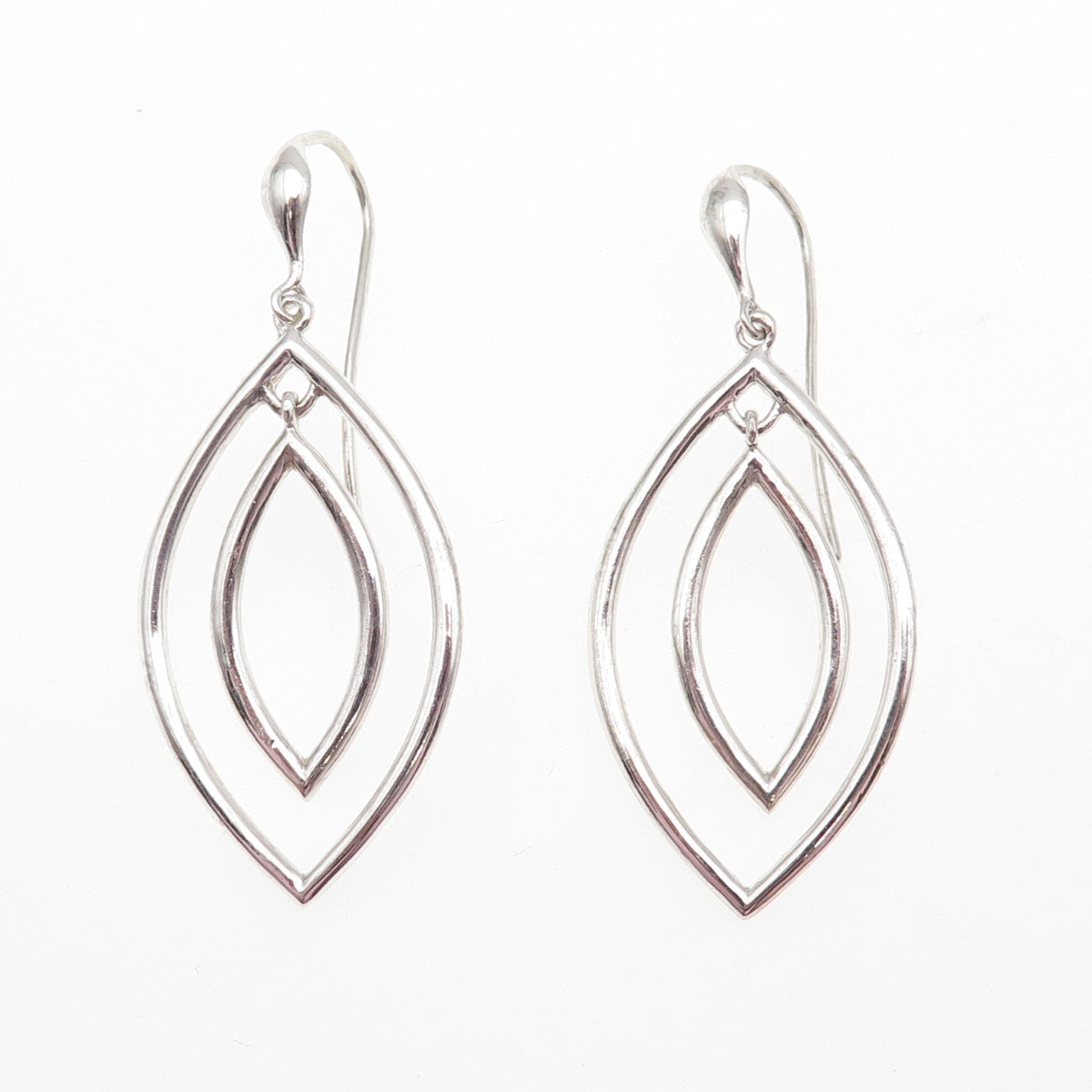 ZINA 925 Sterling Silver Vintage Modernist Petal Dangle Earrings