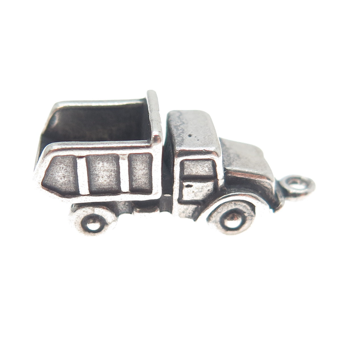 SUNWEST 925 Sterling Silver Vintage Dump Truck Minimalist 3D Charm Pendant