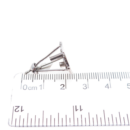 800 Silver Antique Art Deco Candle Tray Miniature 3D Charm Pendant