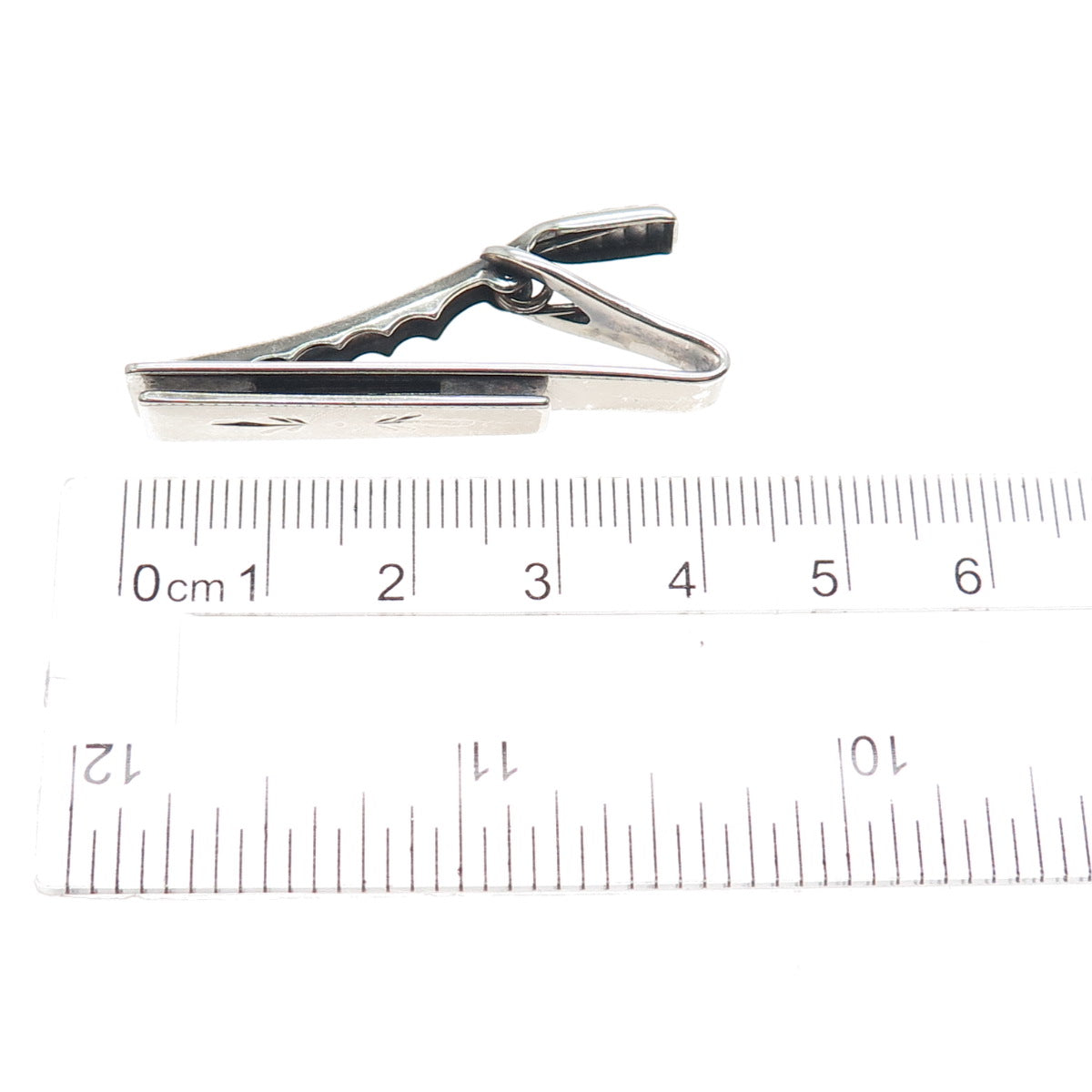 925 Sterling Silver Vintage Engraved Tie Clip