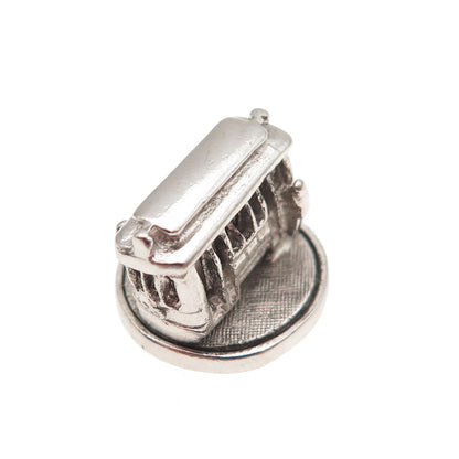 925 Sterling Silver Antique Art Deco San Francisco Cable Car 3D Mini Pendant