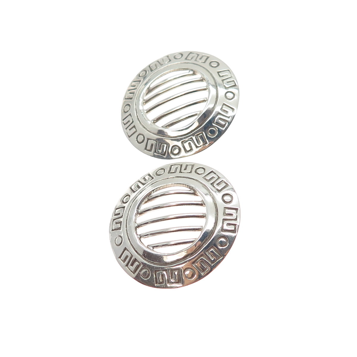 925 Sterling Silver Vintage Mexico Modernist Disc Earrings