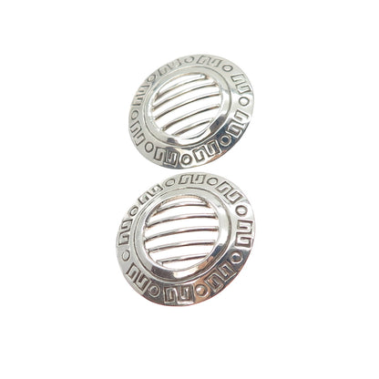 925 Sterling Silver Vintage Mexico Modernist Disc Earrings