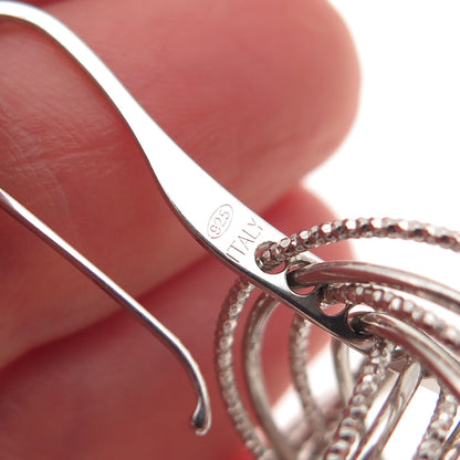 925 Sterling Silver Italy Interlocked Circle Dangle Earrings