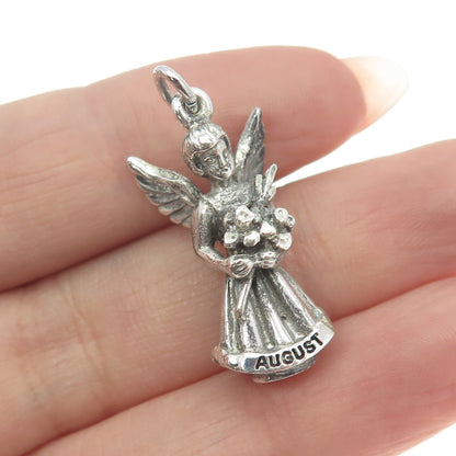 CREED 925 Sterling Silver Antique August Guardian Angel 3D Charm Pendant