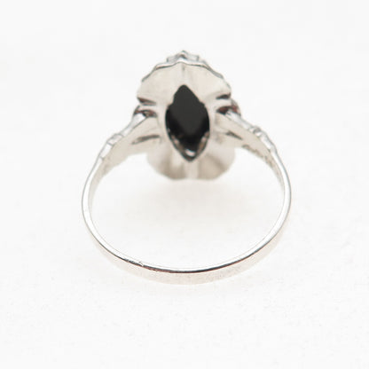 Clark & Coombs 925 Sterling Silver Antique Art Deco Real Black Onyx Ring Size 10