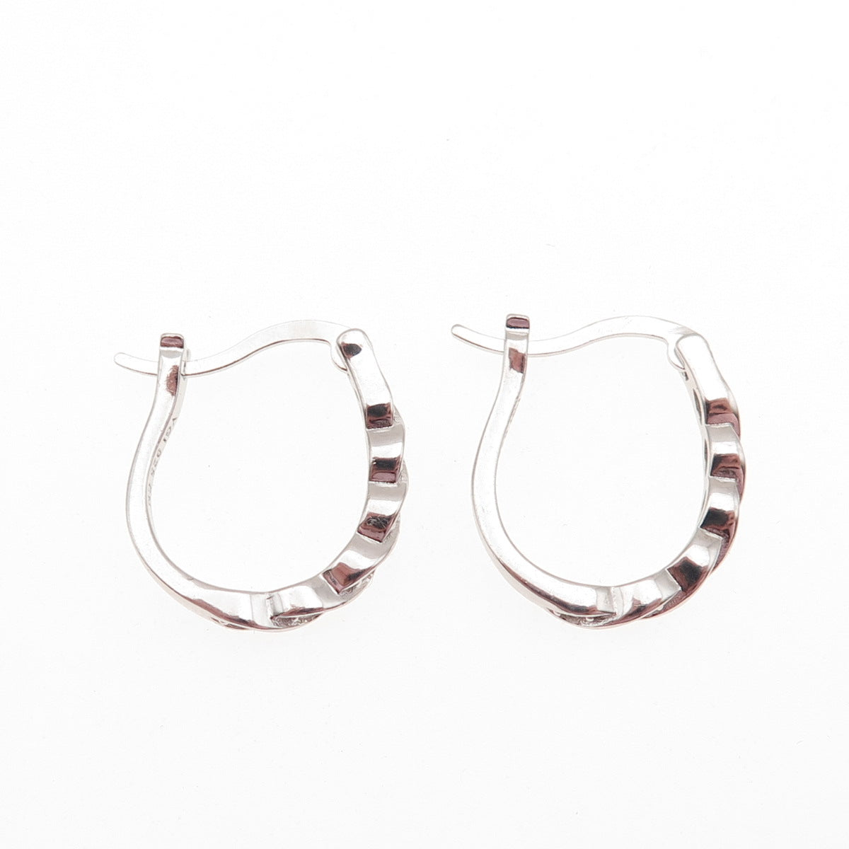 925 Sterling Silver Round-Cut C Z Hoop Earrings