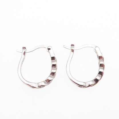 925 Sterling Silver Round-Cut C Z Hoop Earrings
