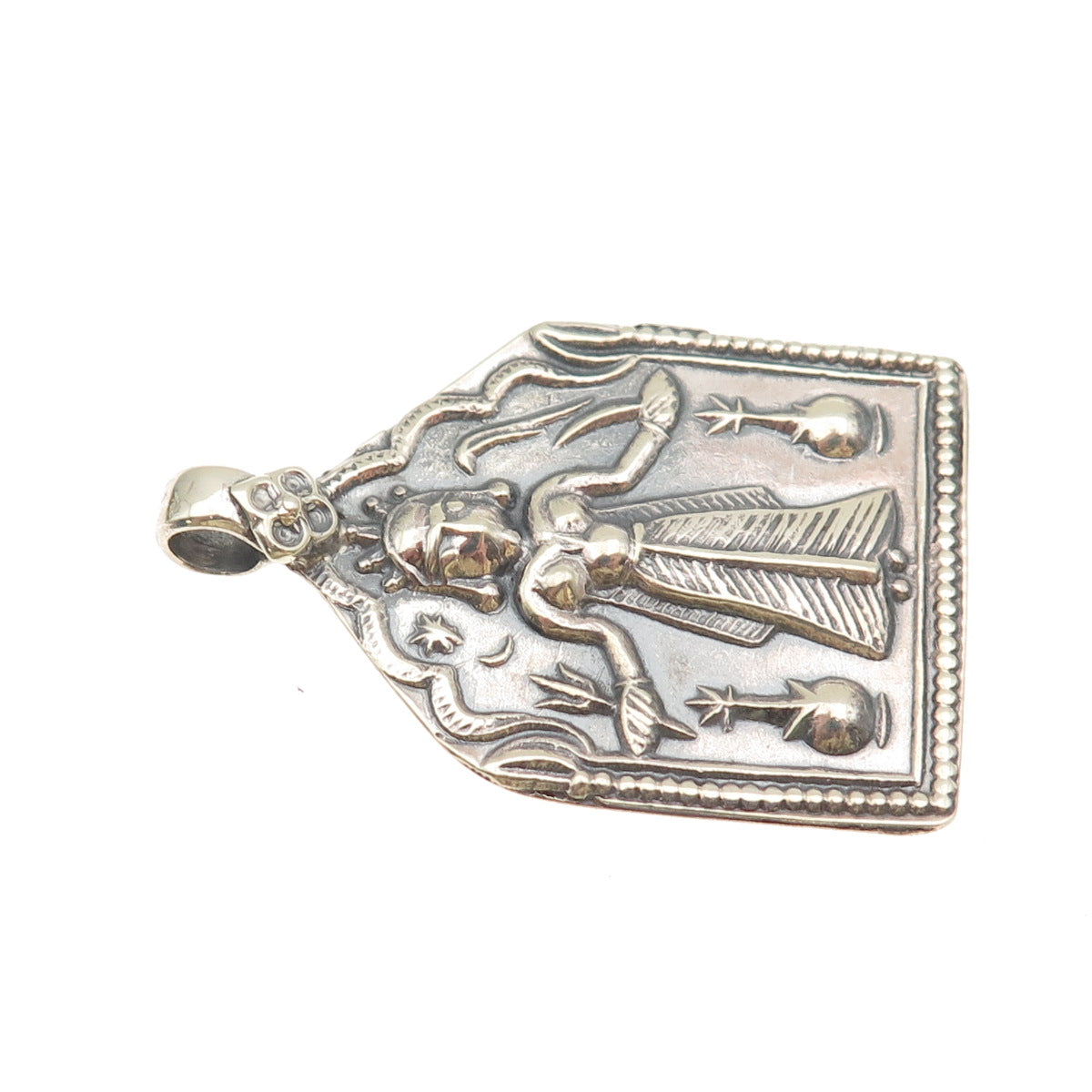 800 Silver Vintage Kali Hindu Goddess Oxidized Pendant