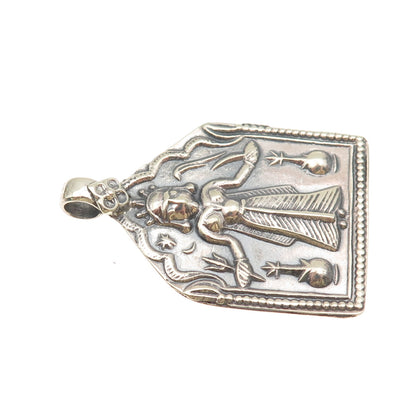 800 Silver Vintage Kali Hindu Goddess Oxidized Pendant