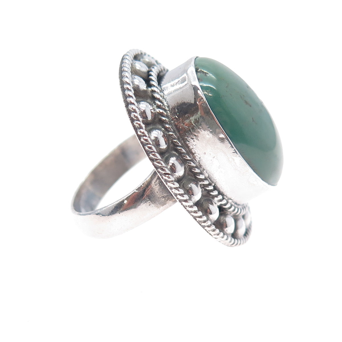 925 Sterling Silver Vintage Real Royston Turquoise Beaded Ring Size 8.25