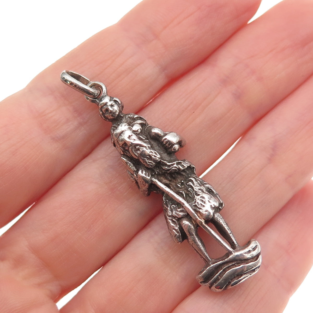 925 Sterling Silver Antique Art Deco St. Christopher Oxidized 3D Pendant
