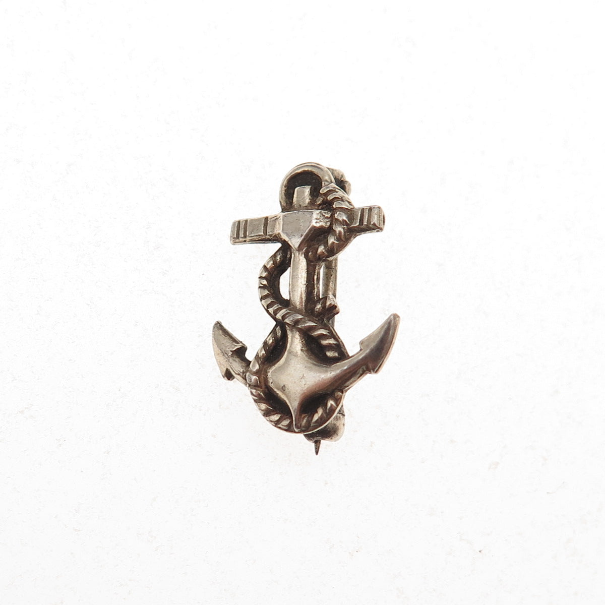 Vanguard 925 Sterling Silver Antique WWII US Navy Anchor Oxidized Pin Brooch