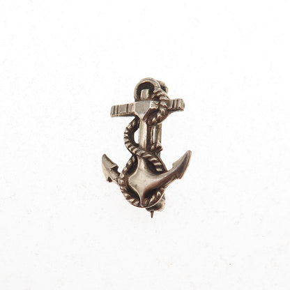Vanguard 925 Sterling Silver Antique WWII US Navy Anchor Oxidized Pin Brooch