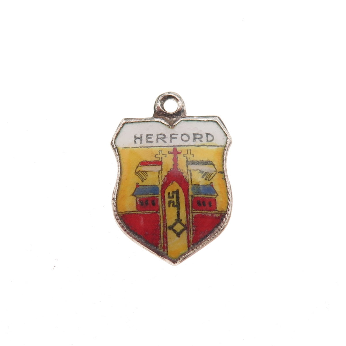 Fritz Reu & Co. 800 Silver Vintage Enamel Herford Mini Charm Pendant