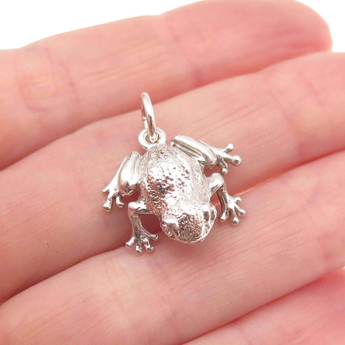 925 Sterling Silver Vintage Frog Good Luck 3D Charm Pendant