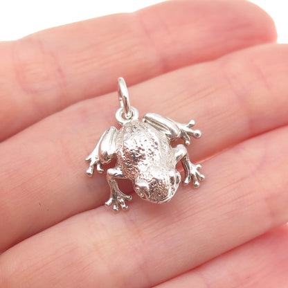 925 Sterling Silver Vintage Frog Good Luck 3D Charm Pendant