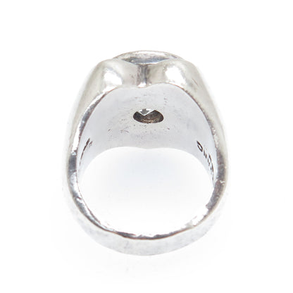 925 Sterling Silver Vintage Mexico Round-Cut C Z Modernist Heart Ring Size 6.5