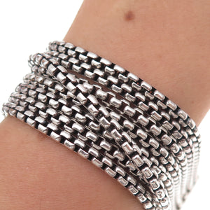 David Yurman 925 Sterling Silver Vintage Box Chain 8-Row Bracelet 6.75"