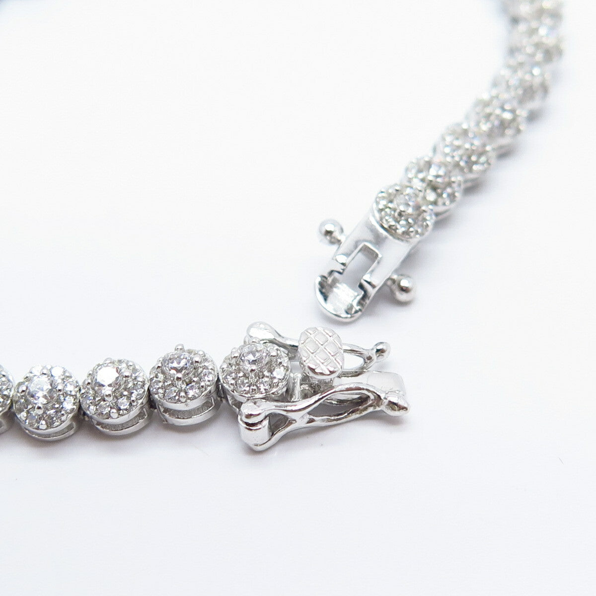 925 Sterling Silver C Z Tennis Link Bracelet 6.75"